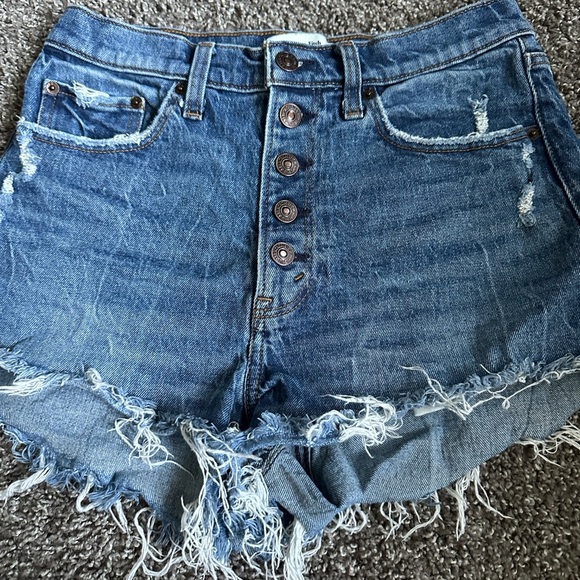 Abercrombie & Fitch Blue Jean Shorts with Frayed Hem size 27/4 - Picture 4 of 9